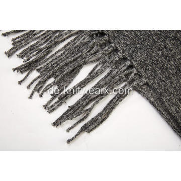 Damen Gestrickter dehnbarer Rollkragen-Poncho-Umhang mit Quasten